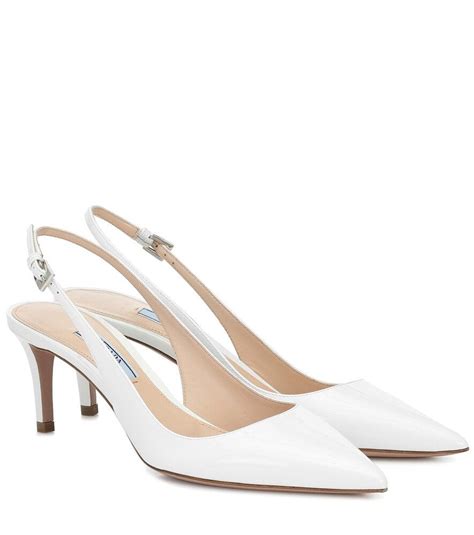 white prada slingbacks|white Prada kitten heels.